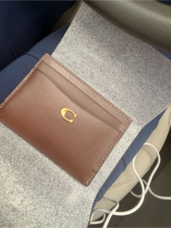 Coach Handbags - Coach Brown Leather Card Case with Gold 'C' Accent